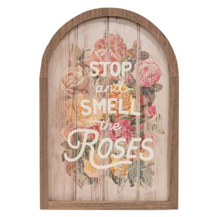 Stop and Smell the Roses Vintage Arch Sign for wholesale by Col House Designs