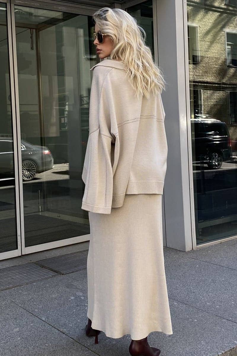 NINEXIS - Vente Ensemble haut et jupe - Femme - CWSS0750_ENSEMBLE DE JUPE-PULL À MANCHES LONGUES ET COL EN V TRICOTÉ17