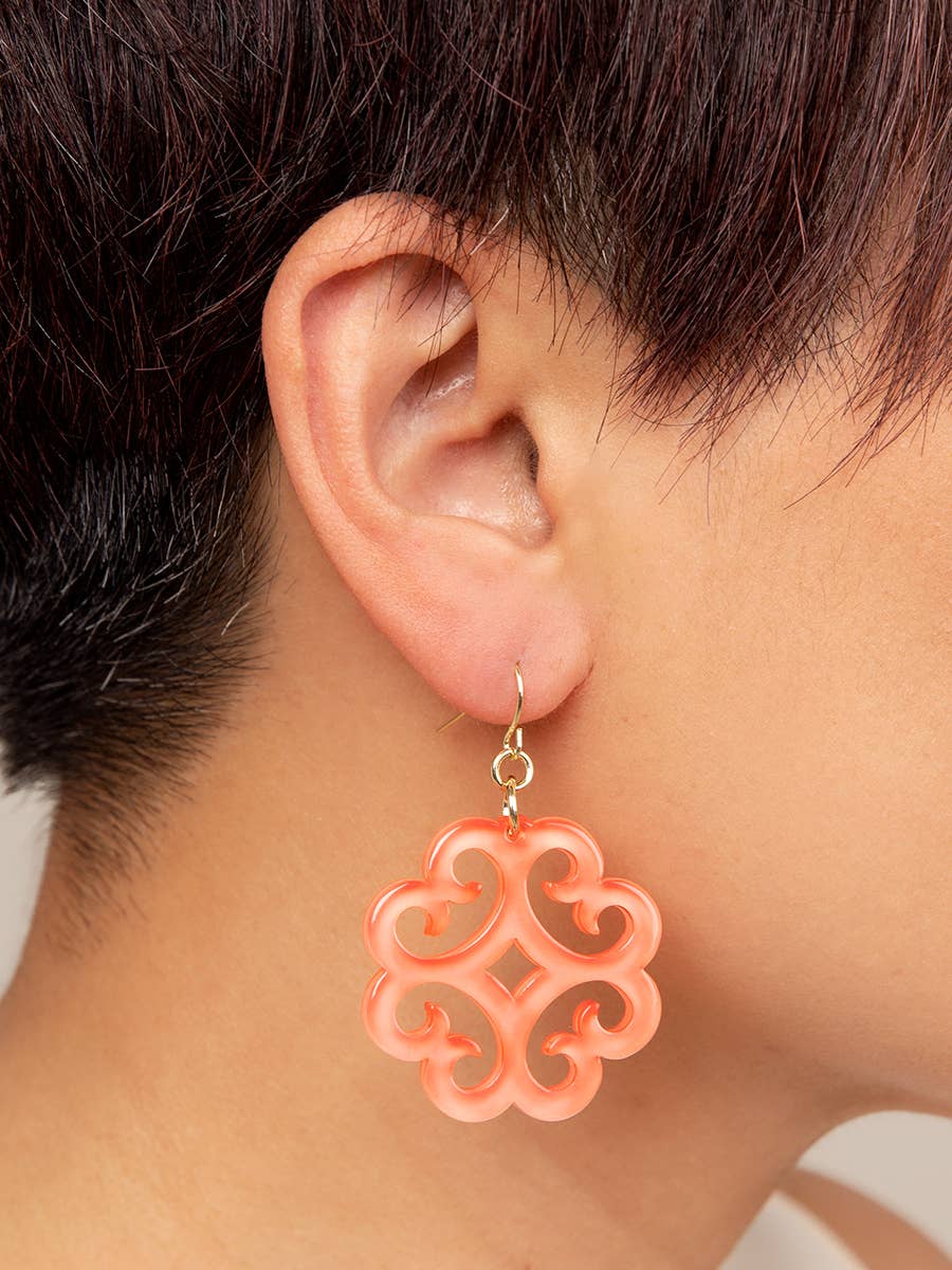 ZENZII Jewelry - Wholesale Hangende/ronde oorbellen - Circular Wave Pattern Resin Drop Earring9