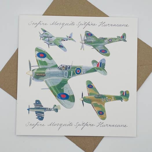 Biglietto d'auguri con aerei classici di Richard Partis per la vendita all'ingrosso da parte di Hooli Mooli