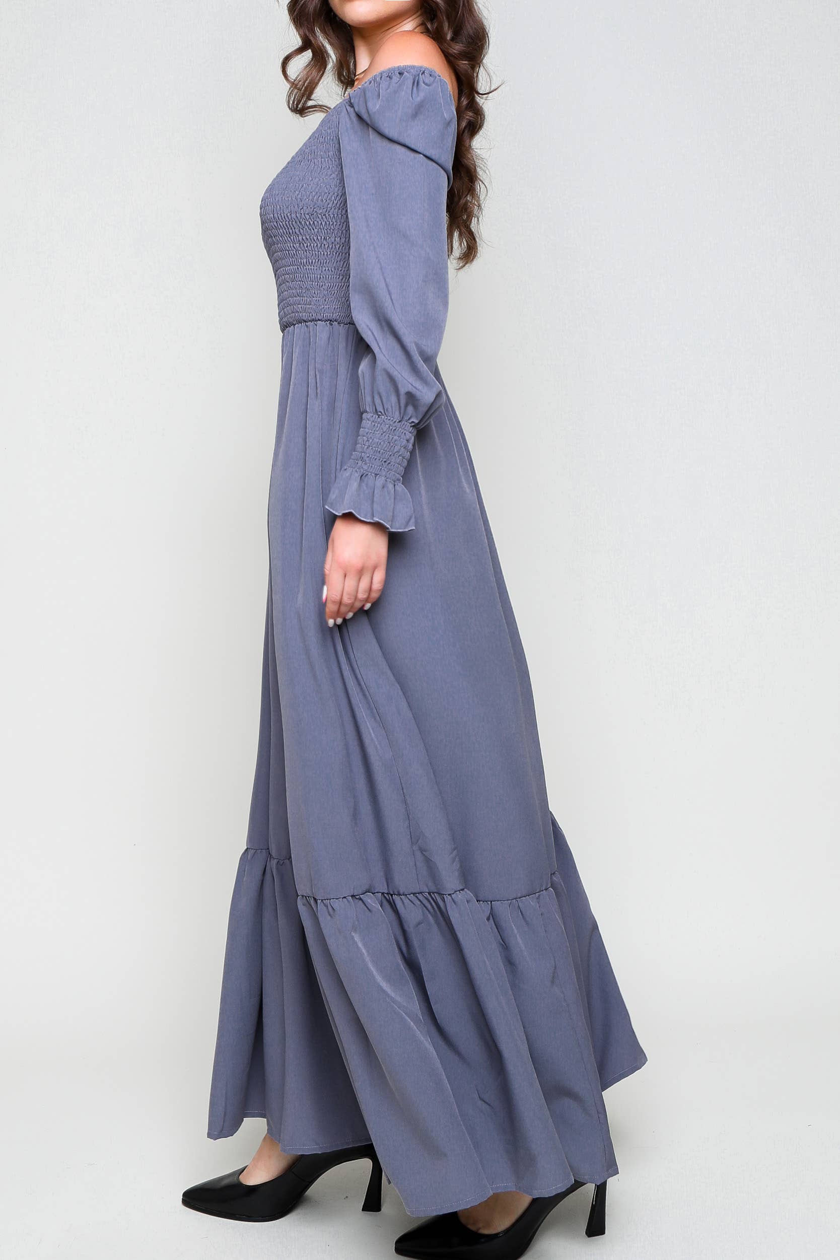 Flarix - Wholesale Dress - Women's - Smocked Square Neck Maxi Dress5