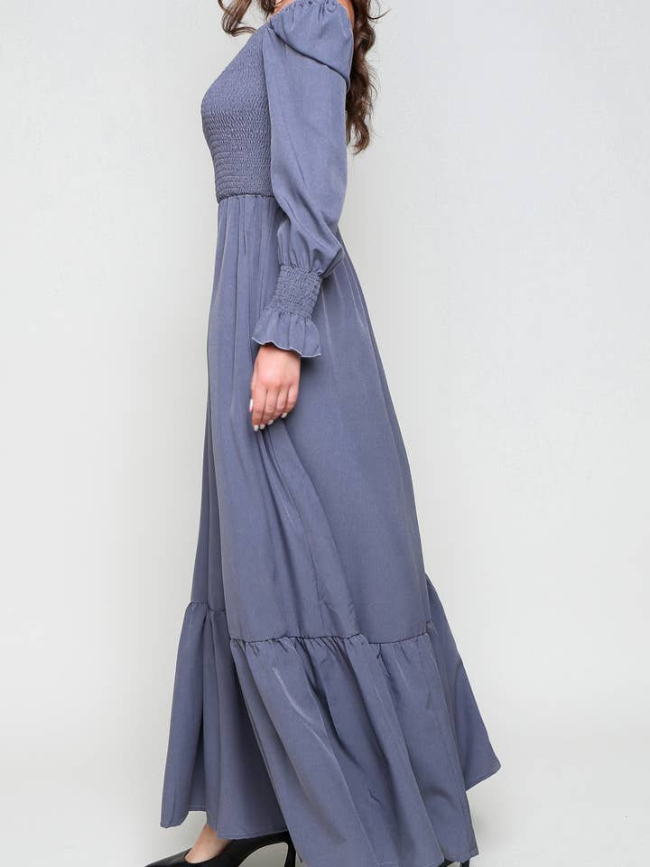 Flarix - Wholesale Dress - Women's - Smocked Square Neck Maxi Dress5