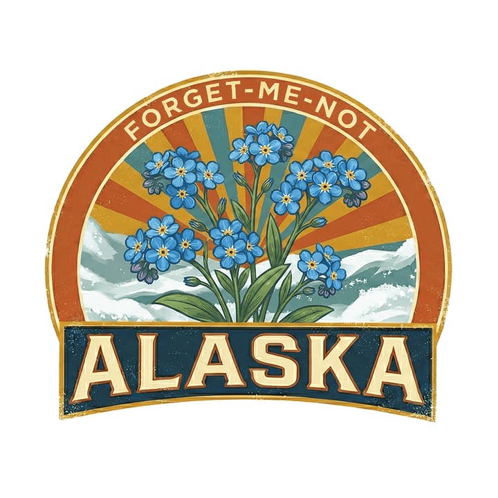 Icône de l'Alaska - Autocollant Myosotis pour la vente par Sticker Atlas