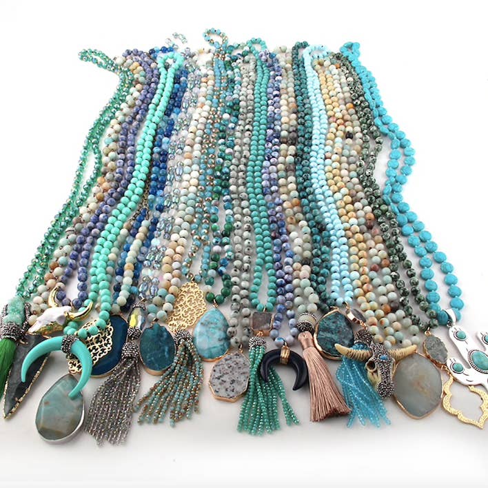 Kate Tuesday Jewelry - Wholesale Beaded/Pearl Necklace - Turquoise Statement Piece Necklaces1