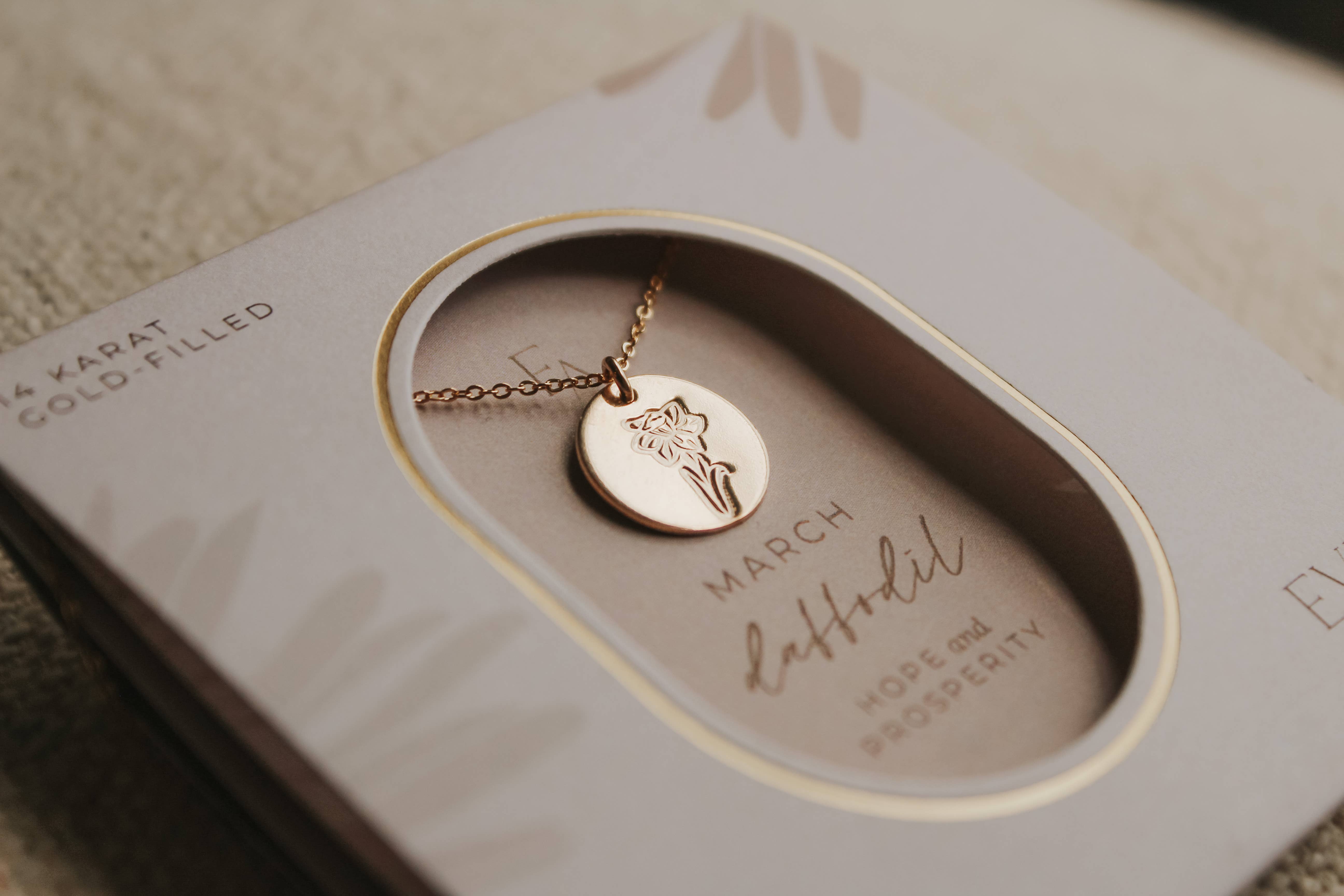 Ever Aster - Wholesale Pendant/Charm Necklace - March Daffodil Birth Flower Necklace1