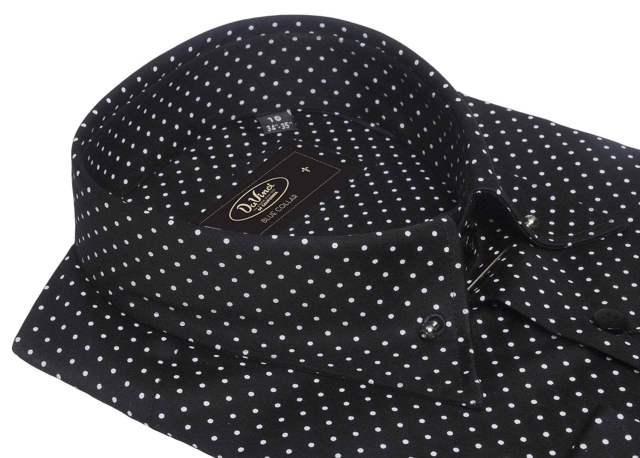 Virgoan Wish LLC - Wholesale Button Down Shirt - Men's - Da Vinci Blue Collar | Pin Collar Polkadot shirt2