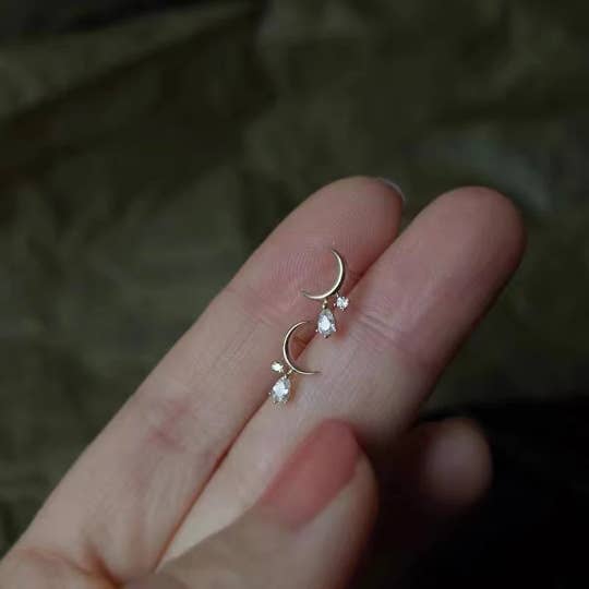 happyzzzsu - Wholesale Dangle Earrings - Sterling Silver Moon Earrings