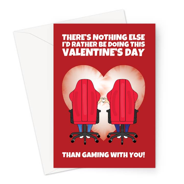 Gamer Valentine's Day Card | Playing Video Games for wholesale by Cupsie's Creations