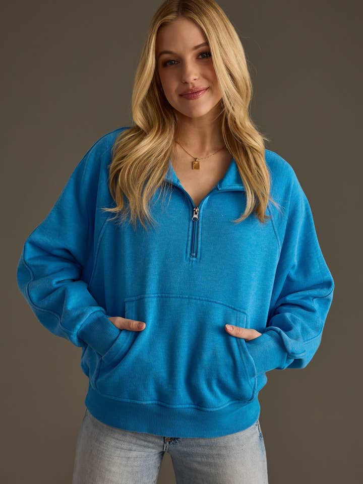 Panache Apparel Co. - Wholesale Sweatshirt - Women's - Blue Quarter Zip Sweatshirt