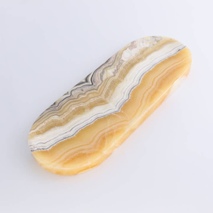 Mi Esperanza Minerals - Wholesale Decorative plate/dish/bowl - One Zebra Yellow/Orange Onyx Oval Dish1