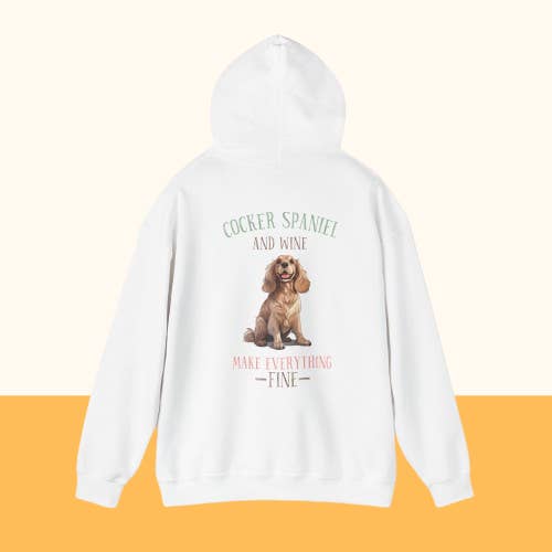 Backprint Heavy Blend™ Hooded Sweatshirt "Cocker Spaniel" für den Großhandel von Pawzlove