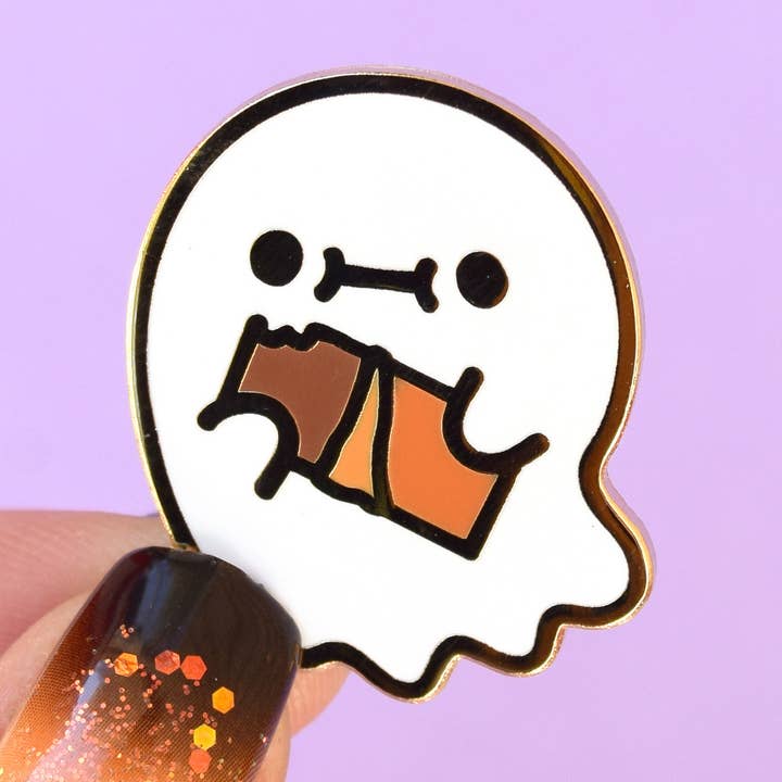Ooh, Chocolate! Halloween Ghost Enamel Pin for wholesale by Sugarnova