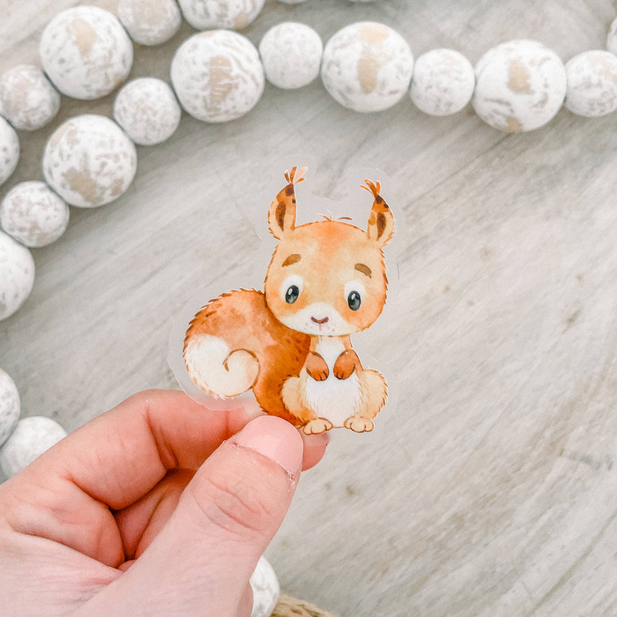 Savannah and James Co - Wholesale Sticker - Cute Little Squirrel Clear Vinyl, Sticker, 2.5 in.