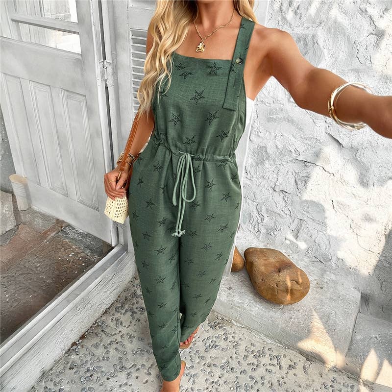 UZ Wholesale Store - Venta al por mayor Peto - Mujer - Mono sin mangas con estampado floral y cordón ajustable.0