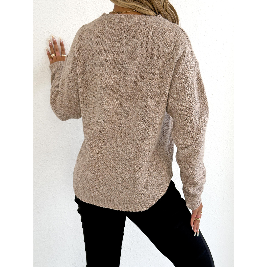 UNISHE - Wholesale Knit Sweater - Women's - Casual Button Crochet Floral Decor Pullover Sweater OYM2453