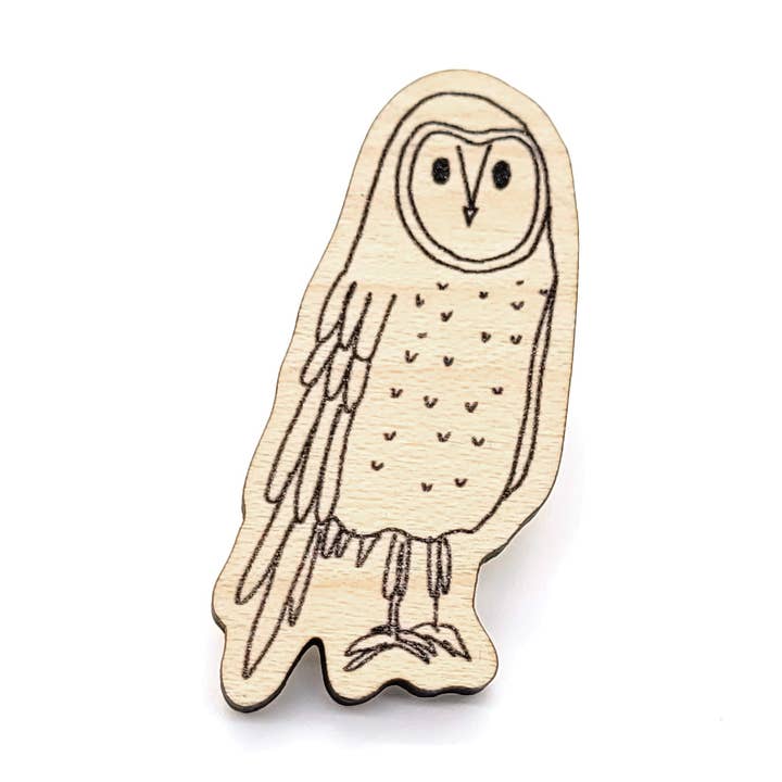 Wooden Pin Badge "Owl" (FSC certified wood) for wholesale by sonst noch was?