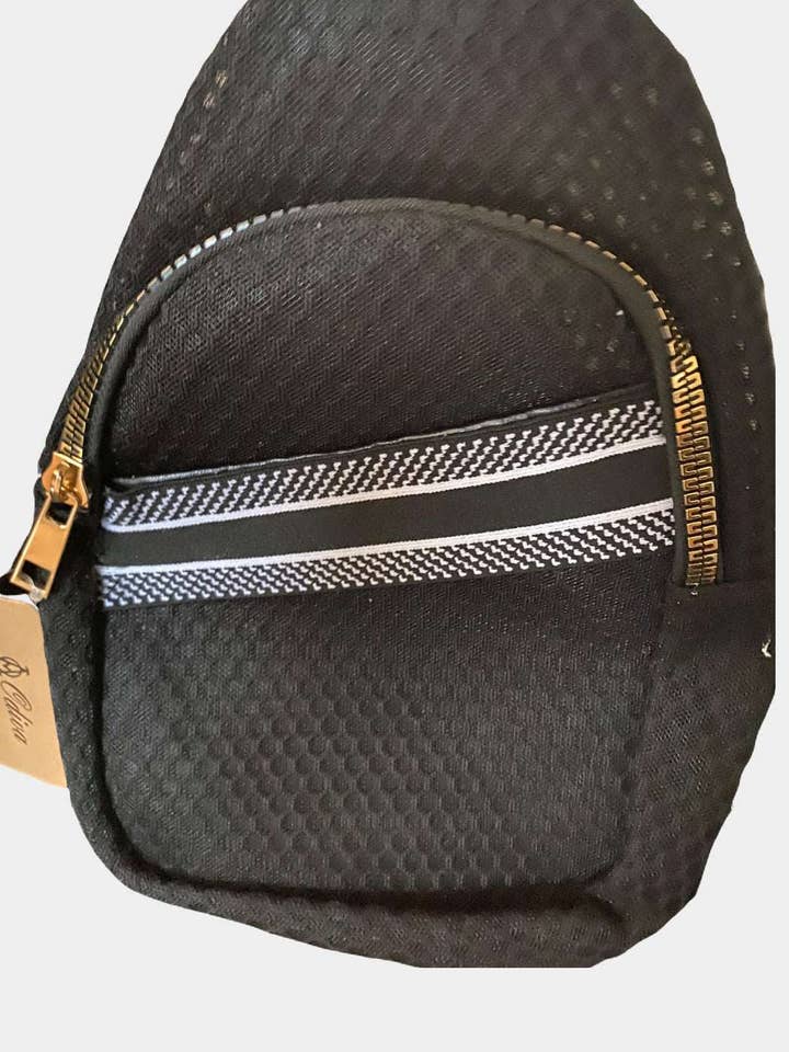 Trimmed Mesh Sling Bag for wholesale by Embellish Your Life
