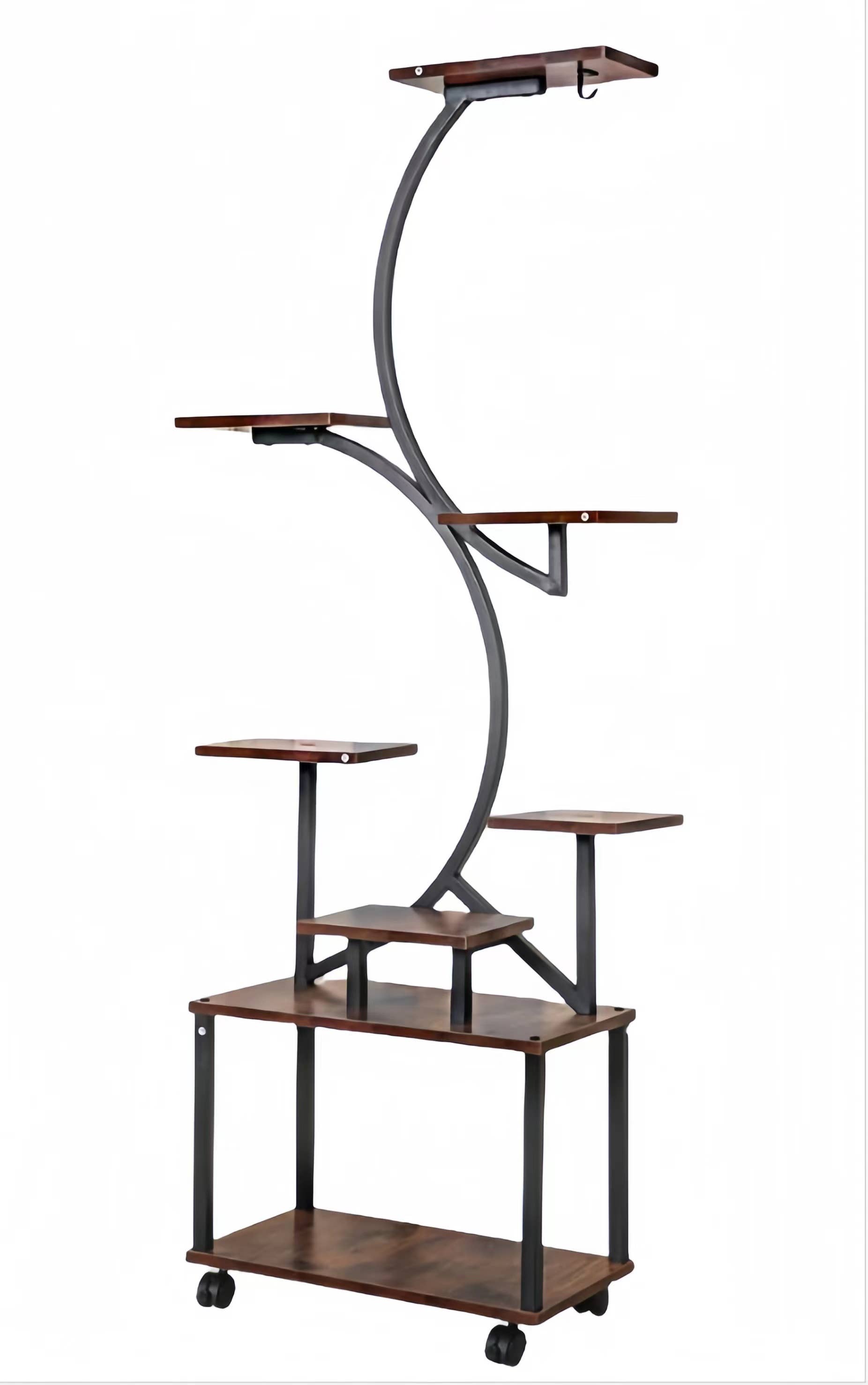 39F Inc. – Großhandel Blumentopfständer – 8-stufiger Pflanzenständer mit Wachstumslichtern, 155 cm hoch, Metall, Schwarz16