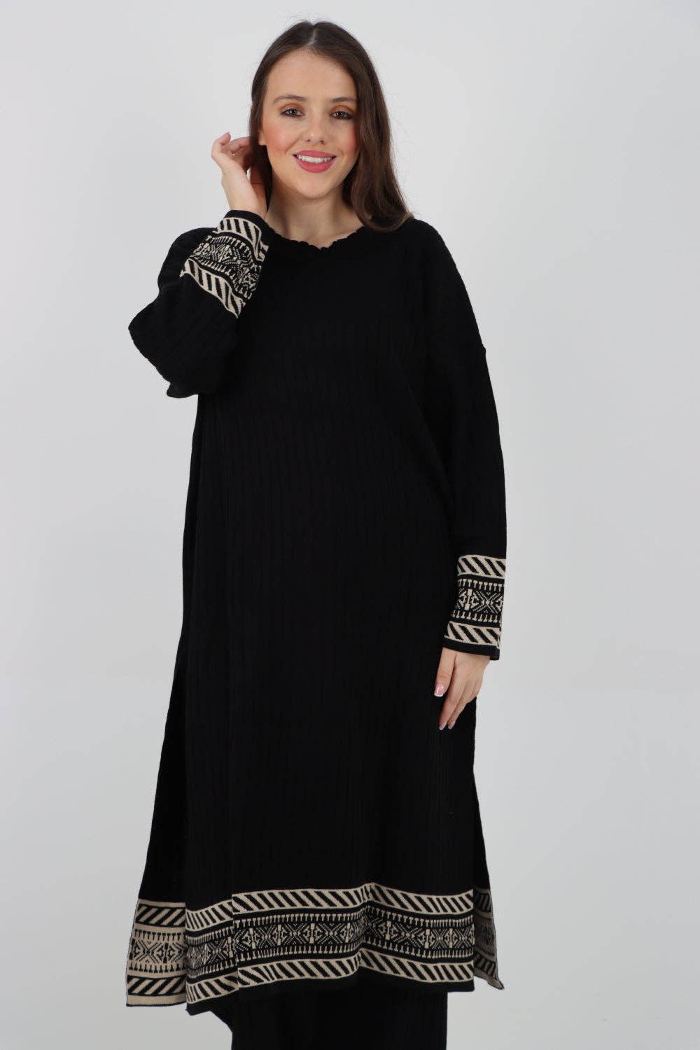 Miss Bold – wholesale Set med topp och byxa – Dam – Italienskt ribbat koord-set med kontrasterande kant för vinter16