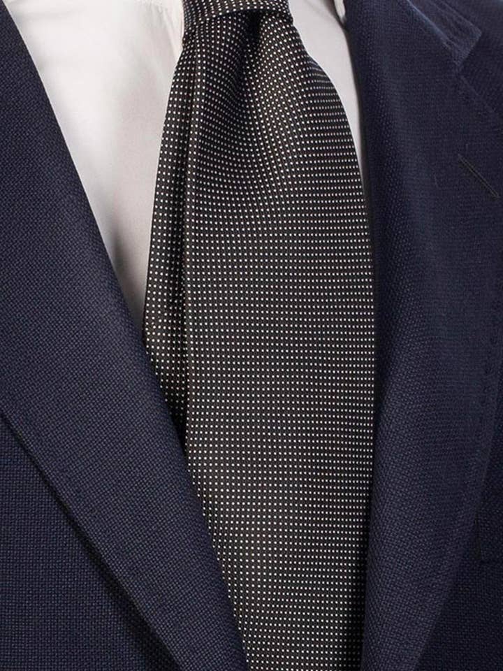 Schwarze Seidenkrawatte mit weißem Nadelpunkt CY2499 für den Großhandel von Graffeo Cravatte