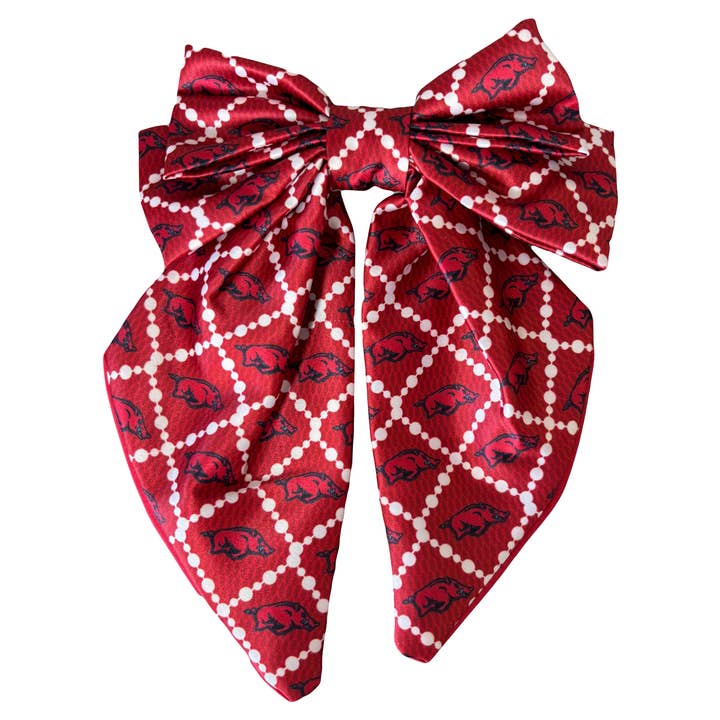 Arkansas Razorbacks Fields Cape Cod Hair Bow for wholesale by Emerson Street Clothing Co Collegiate Shop