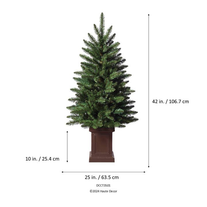 Haute Decor - Wholesale Artificial Christmas Tree - 3.5 Foot Berkley Fir Tree, Unlit in Brown Pot4
