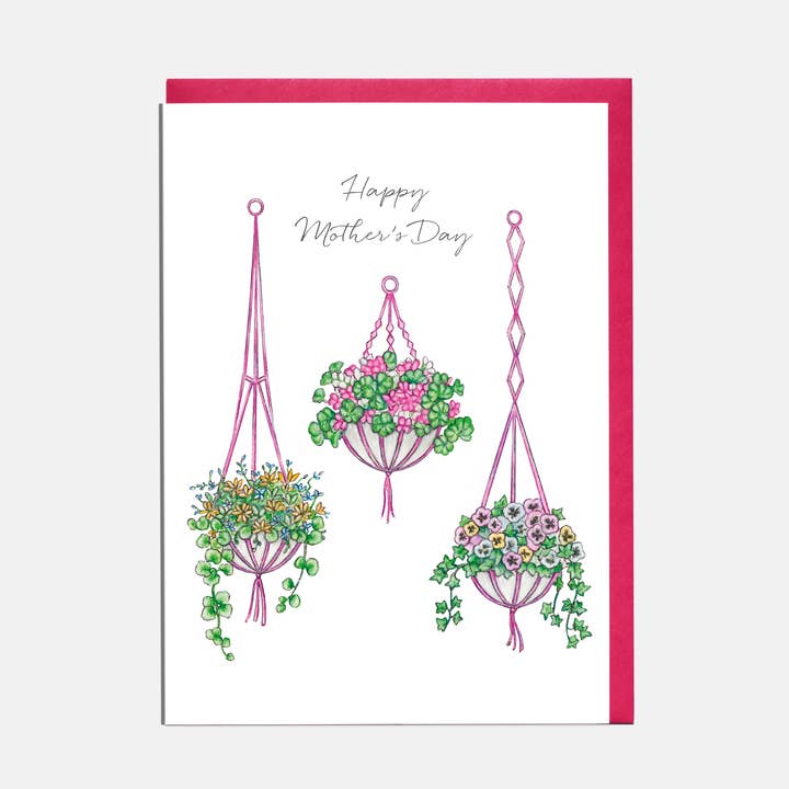 Hanging Flowers Mother's Day Card - 'Happy Mother's Day' for wholesale by Lottie Murphy