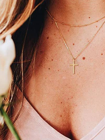 14k Gold Layered Cross Necklace for wholesale by MRKD for Life