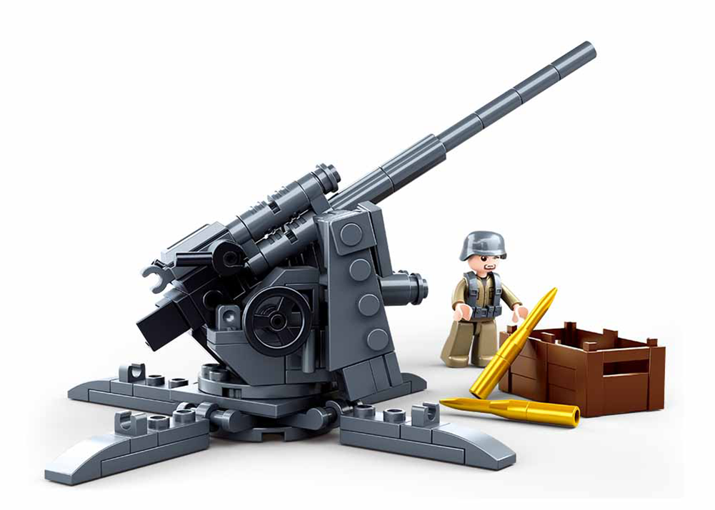 Texas Toy Distribution - Wholesale Building Set - Kids - Howitzer 8mm Flak Anti-Tank Gun Building Brick Kit (115 pcs)1