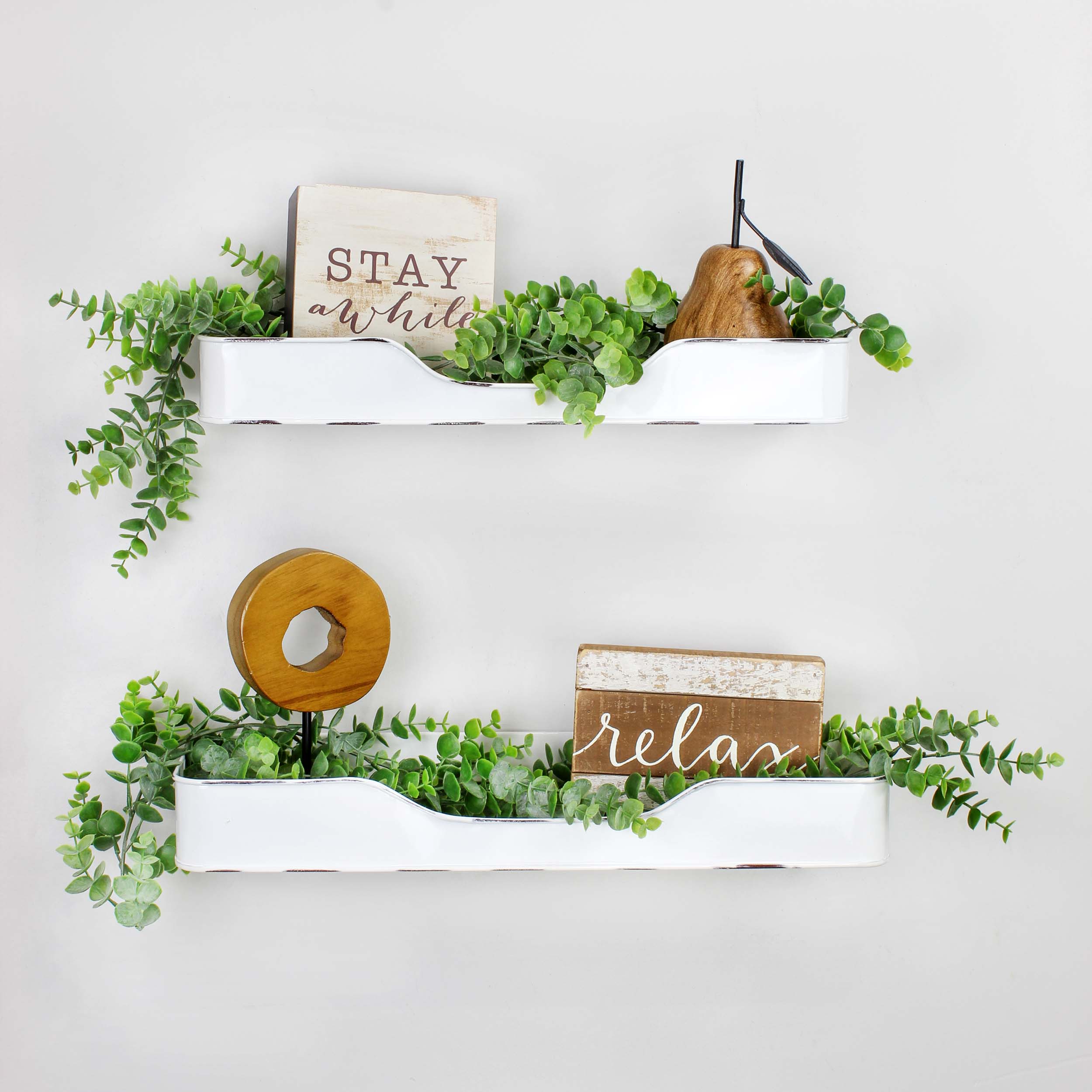 Kurated Korner - Wholesale Wall Mounted Shelf - AuldHome Design Enamelware Tray Shelves 2pk1