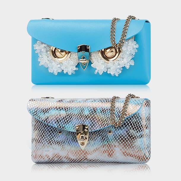 Bolso Bandolera Reversible–Cuero Iridiscente/Azul-Diseñador para venta al por mayor de WANACCESSORY