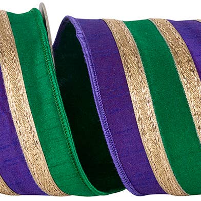 RELIANT RIBBON - Wholesale Ribbon - Gift Wrapping - Stripe Trimming Overlay Dupioni Deluxe Wired Edge Ribbon