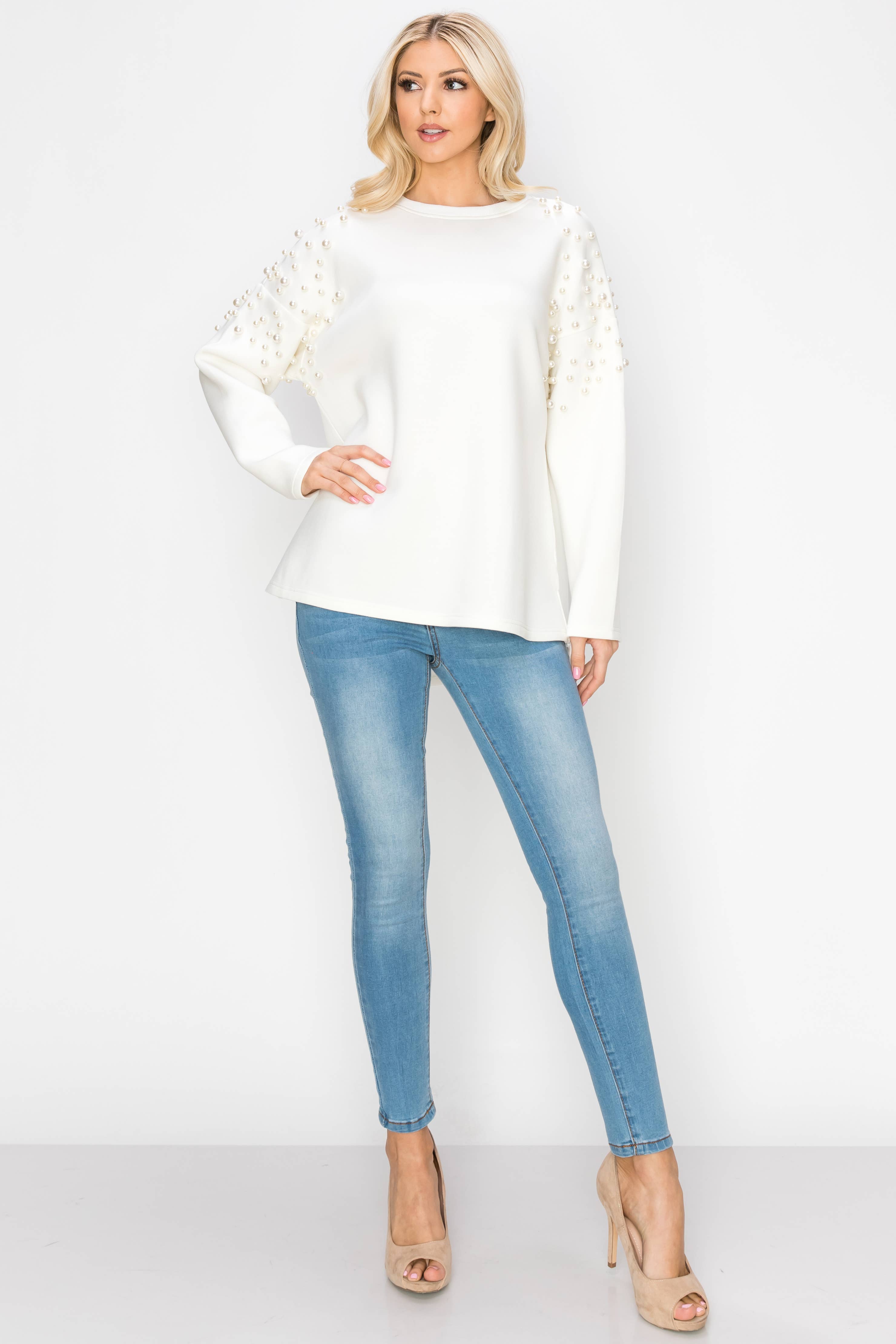 Joh Apparel - Wholesale Knit Top - Women's - Fiona Stretch French Scuba Pearl Top13