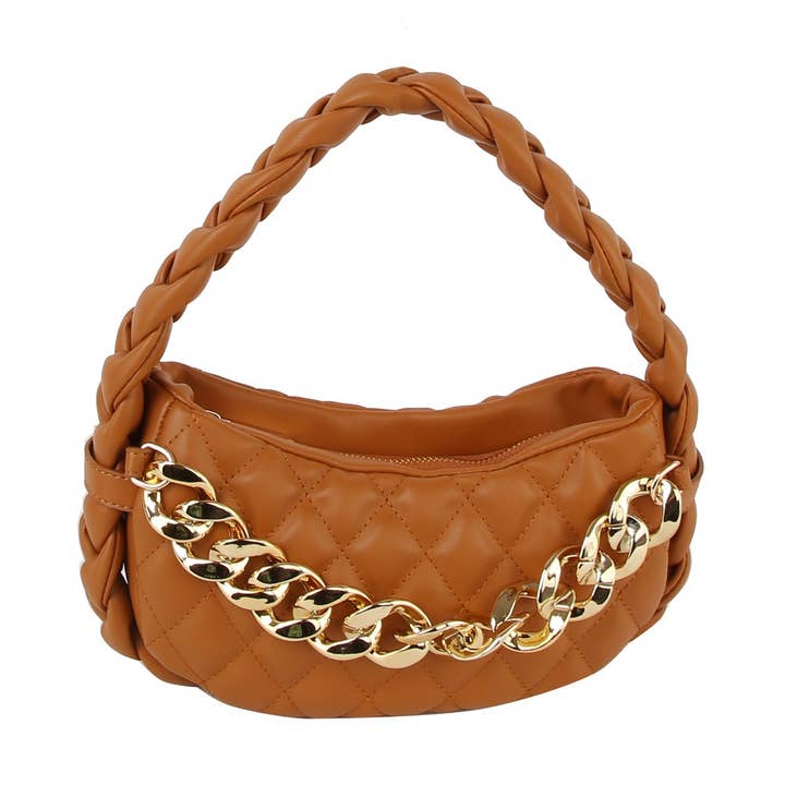 Hobo-Tasche aus Leder mit geflochtenem Griff und Kettenspitze für den Großhandel von Handbag Factory Corp