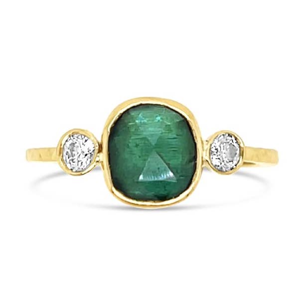 Grön turmalin- och diamantring i 14k guld för wholesale av Emily Amey Jewelry