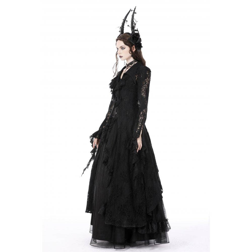 Necessary Evil (Kate's Clothing Ltd T/As) - Wholesale Coat - Women's - Dark In Love Livvy Lace Coat - Women's Gothic Jacket with Pointed Collar and Ruffles9