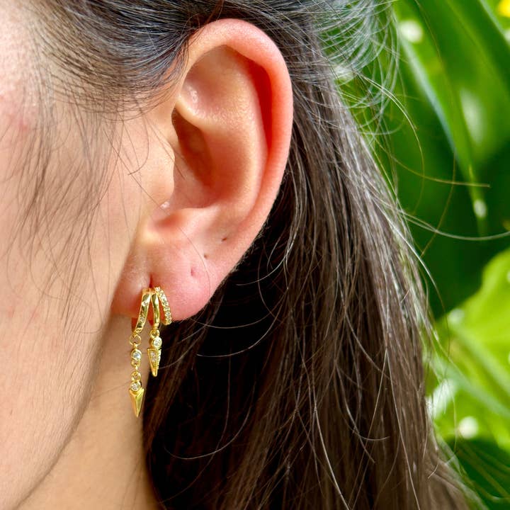 18ct Gold Plated Vermeil Triple Hoop Dangle Earrings for wholesale by Ocean Ripples
