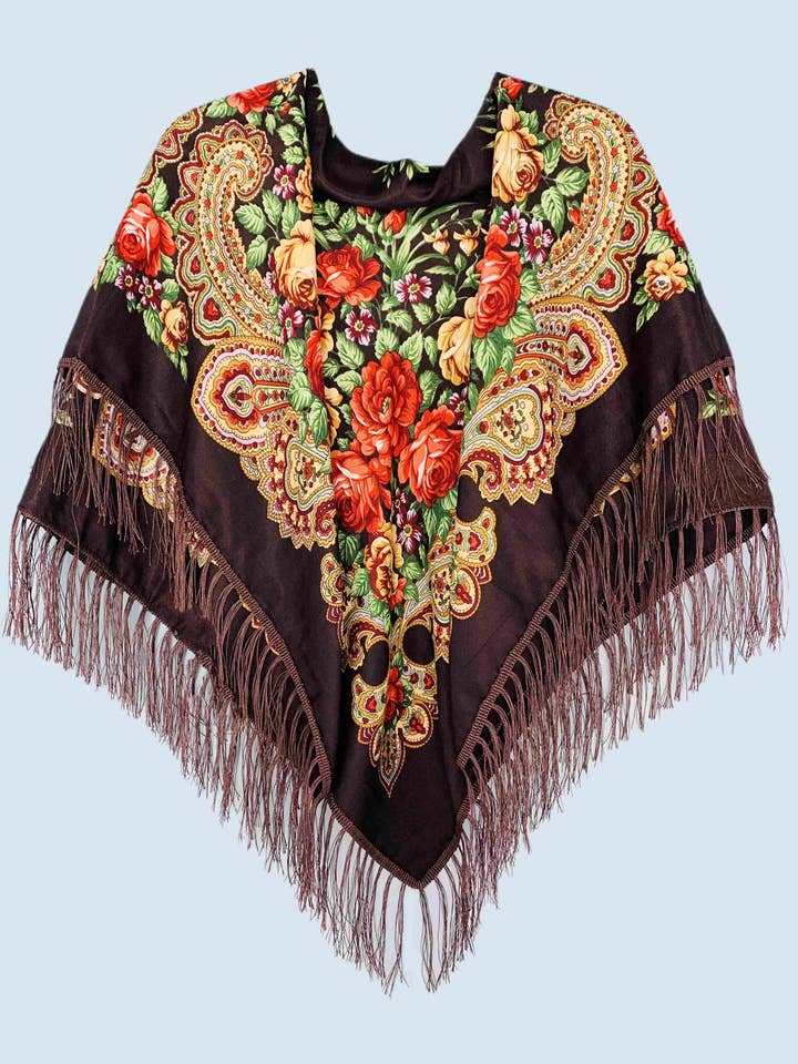 JC023322 Rose Floral Fringe-Detailed Square Scarf/Shawl for wholesale by JC Sunny Fashion