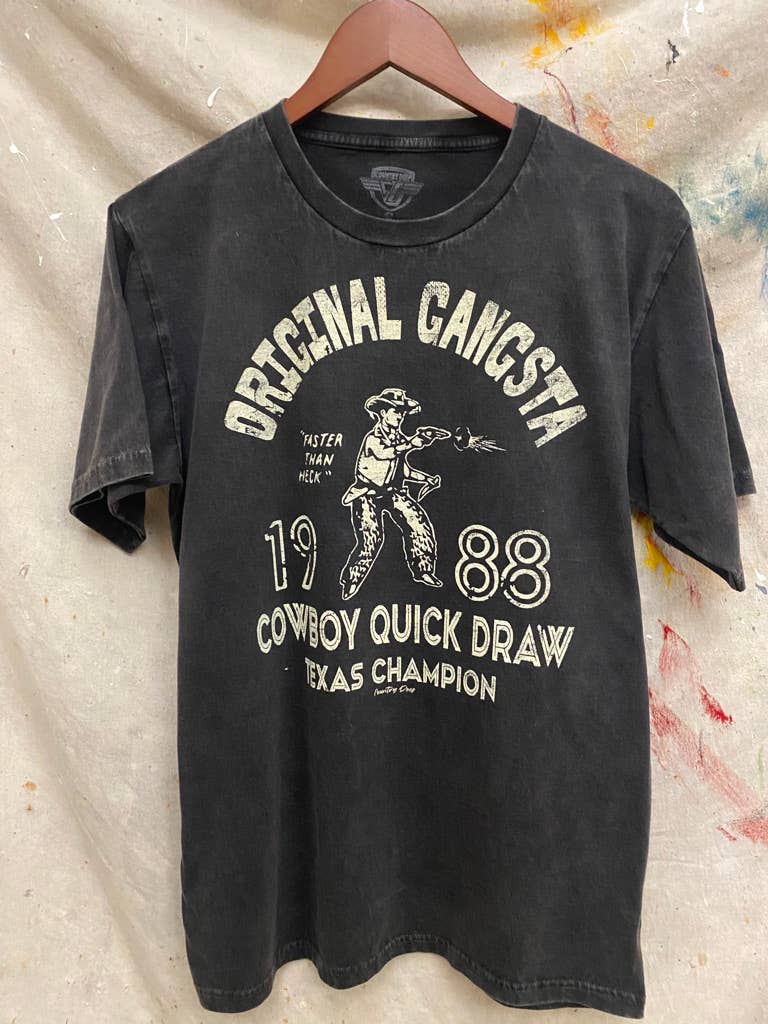 Country Deep Apparel - Wholesale Screen Printed T-Shirt - Unisex - Original Gangsta Acid wash Relaxed Tee  3