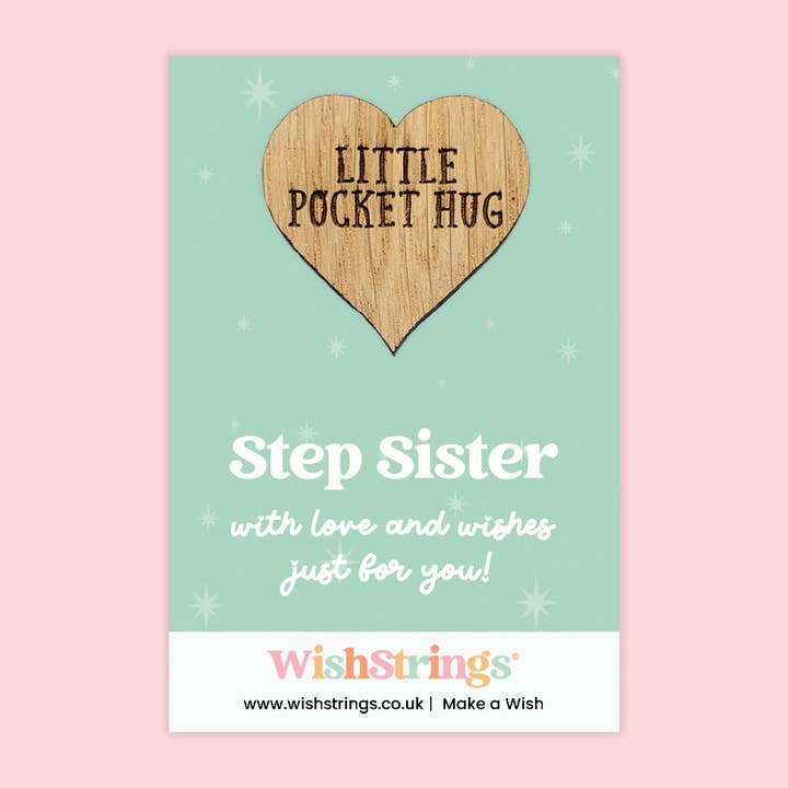 Step Sister - Oak Pocket Hug Token | J146 for wholesale by WishStrings