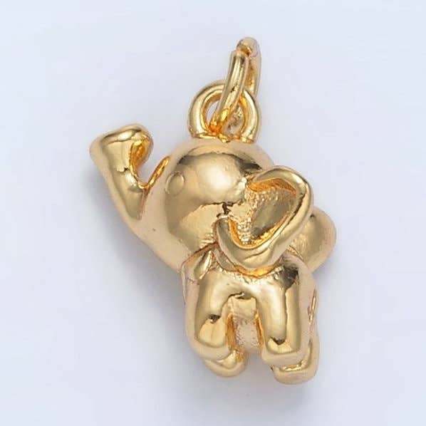 Colgante de Elefante Mini Puffed de 11 mm Relleno de Oro de 24K | AC112 para venta al por mayor de Aim Eternal