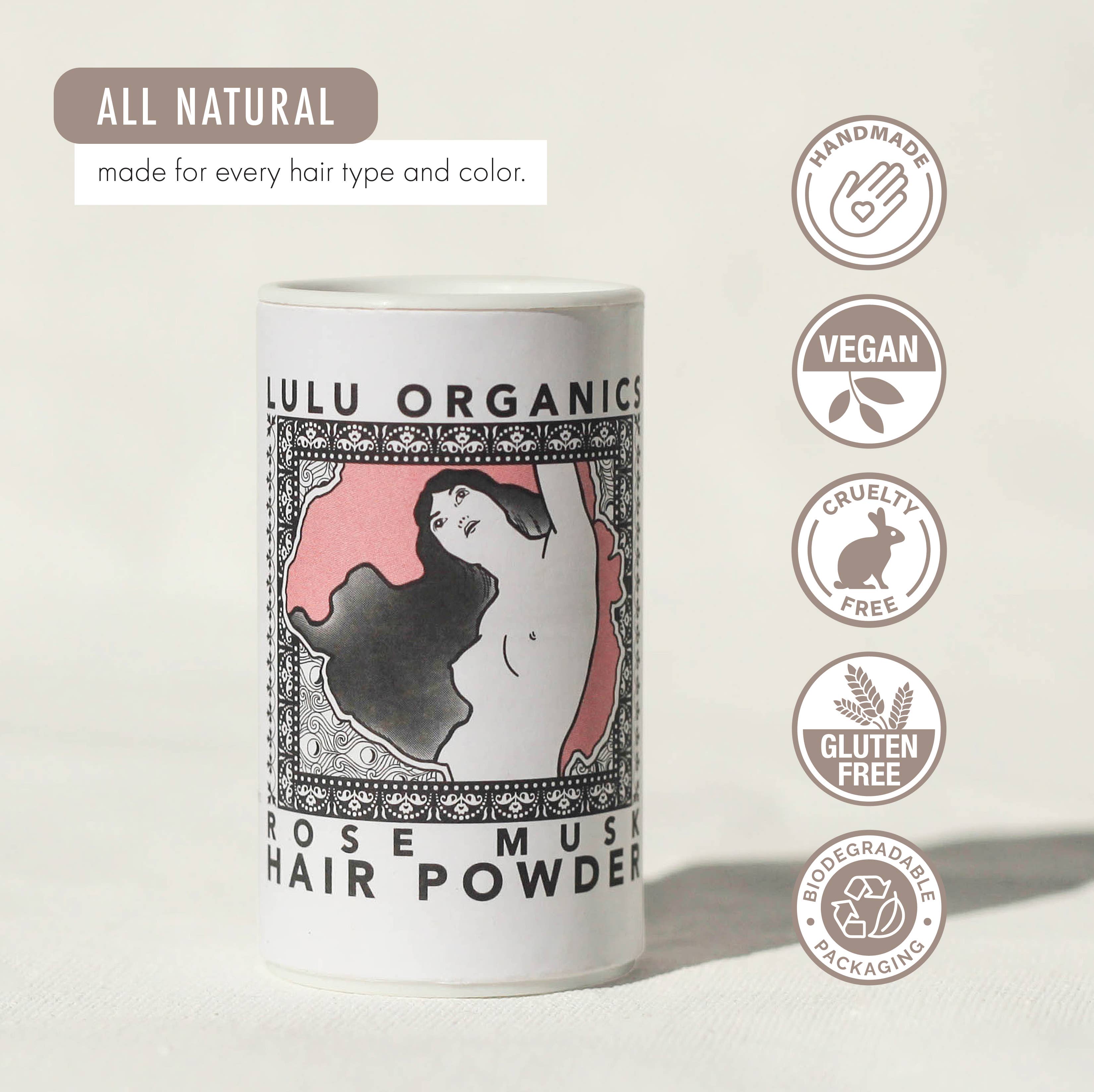 LULU ORGANICS - Wholesale Dry Shampoo - Rose Musk Travel Size Hair Powder Shampoo 1oz2