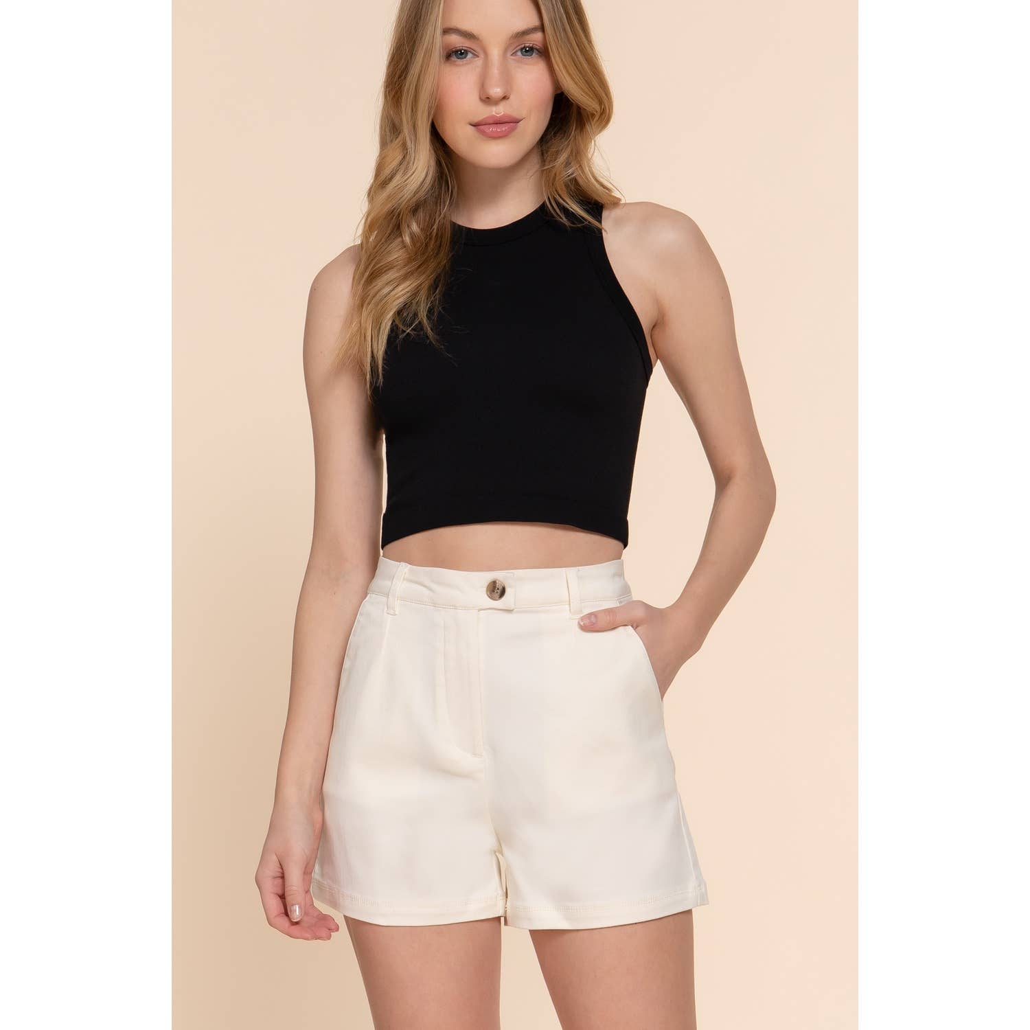 Apolline - Wholesale Shorts - Women's - HIGH WAIST SIDE POCKET STRETCH SHORTS4