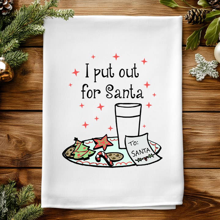 Moonlight Makers - Wholesale Tea towel - Colorful Christmas Kitchen Towels - I Put Out For Santa2