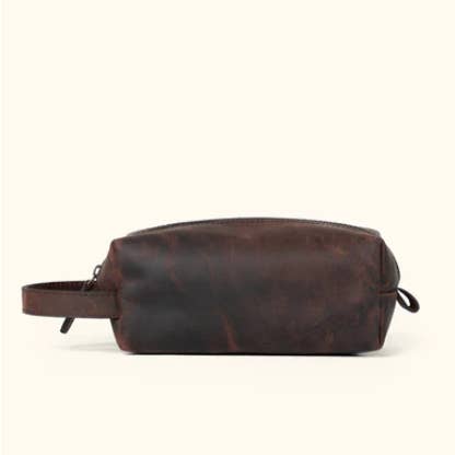 10" Inch Leather Toiletry Dopp Kit Travel Grooming Bag for wholesale by Tuzech Leather