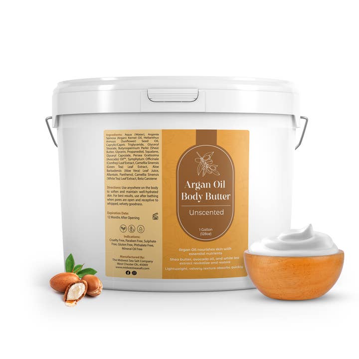 The Midwest Sea Salt Company - Wholesale Body Balm/Butter - Unscented Argan Oil Body Butter - 1 Gallon