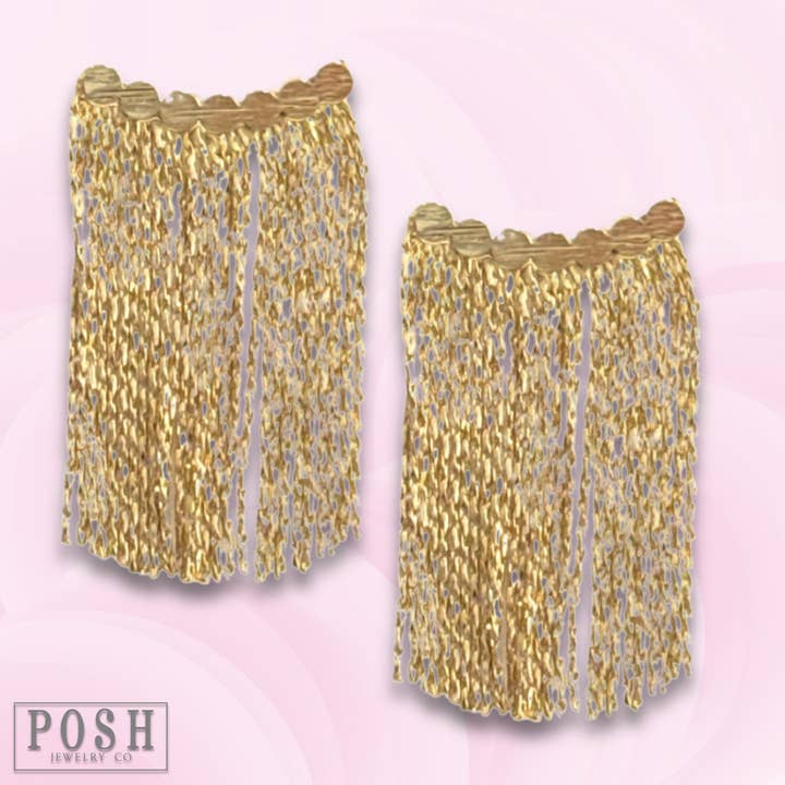 Gold fringe earring for wholesale by Pink Panache Brands