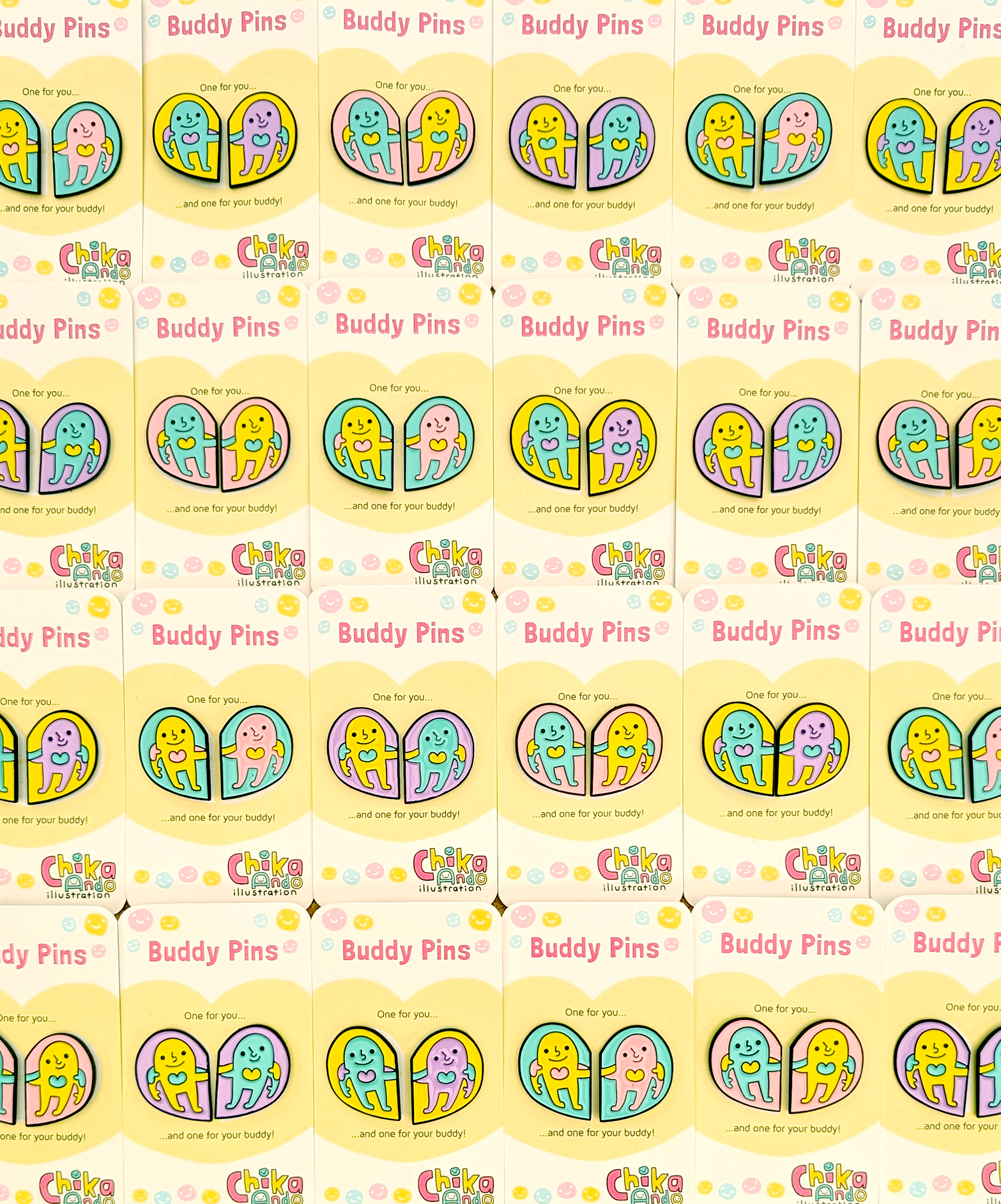 Chika Ando Illustration - Wholesale Lapel Pin/Button - Buddy Pins - A Cute Pair Of Enamel Pins2