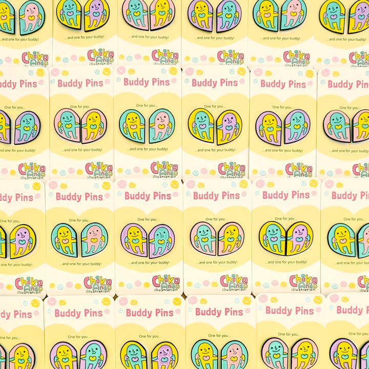 Chika Ando Illustration - Wholesale Lapel Pin/Button - Buddy Pins - A Cute Pair Of Enamel Pins2