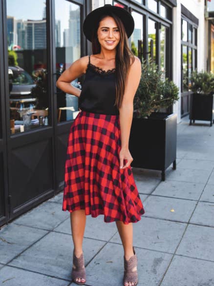 Plaid Print Laura Skirt for wholesale by Tickled Teal